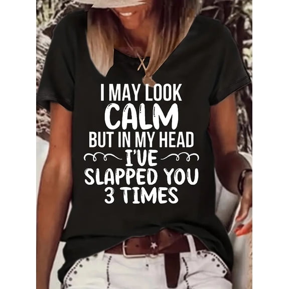 MORTTIC Women's Casual Short Sleeve T-Shirt Funny Letter Print Crew Neck Graphic Tee Top, S