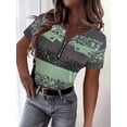 thumbnail image 1 of MORTTIC Women's Color Block Zipper T-Shirt, Casual Short Sleeve Summer Top, XL, 1 of 4