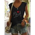 thumbnail image 1 of MORTTIC Women's Dog Mom V-Neck Tank Top – Funny Dog Heart Graphic Sleeveless Tee for Dog Lovers, Black, S, 1 of 4
