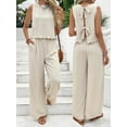 thumbnail image 1 of MORTTIC Women's Elegant 2-Piece Matching Set, Sleeveless Crop Top and Wide Leg Trousers Outfits, S, 1 of 6