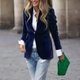 thumbnail image 1 of MORTTIC Women's Elegant Blazer - Single Button Long Sleeve Jacket, Spring/Fall Office & Casual Wear Navy Blue XL, 1 of 6
