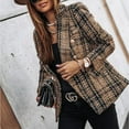thumbnail image 1 of MORTTIC Women's Elegant Plaid Long Sleeve Blazer - Double-Breasted Office Jacket for Spring/Fall, Casual & Professional Suit Coat, 1 of 4
