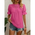thumbnail image 1 of MORTTIC Women's Elegant Ruffle Detail Blouse Short Sleeve Round Neck Top for Summer, Perfect for Office, Casual Outings, and Elegant Daily Wear, 1 of 3