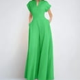 thumbnail image 1 of MORTTIC Women's Elegant V-Neck Short Sleeve Jumpsuit Wide-Leg Office & Casual Spring Summer Outfit，Green XXXL, 1 of 3