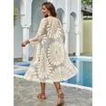 thumbnail image 1 of MORTTIC Women's Floral Lace Kimono Cardigan – Sheer Crochet Beach Cover-Up for Summer Vacations and Relaxed Days, Beige, 1 of 5