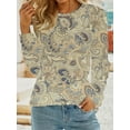 thumbnail image 1 of MORTTIC Women's Floral Printed Long Sleeve T-shirt Casual Crew Neck Vintage Flower Graphic Pullover Tops, 1 of 4