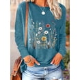 thumbnail image 1 of MORTTIC Women's Floral Wildflower Print Long Sleeve T-Shirt - Casual Blooming Graphic Round Neck Tee for Spring & Autumn Fashion, 1 of 4
