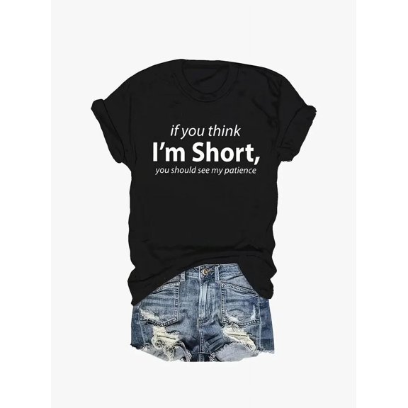 MORTTIC Women's Funny Letter Print T-Shirts, Novelty Graphic Tees with Humorous Sayings, Casual Tops for Everyday Wear, L