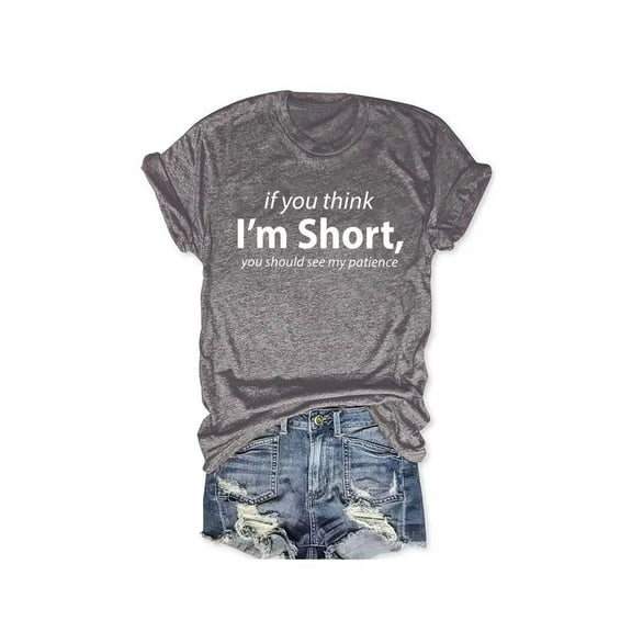 MORTTIC Women's Funny Letter Print T-Shirts, Novelty Graphic Tees with Humorous Sayings, Casual Tops for Everyday Wear, M