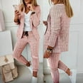 thumbnail image 1 of MORTTIC Women's Houndstooth Suit Set Elegant Blazer & Pants with Lapel Collar, Spring/Fall Office Wear & Casual Outfit, 1 of 4