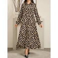 thumbnail image 1 of MORTTIC Women's Long Sleeve Leopard Maxi Dress, Elegant Ankle-Length Dress for Work or Daily Wear, 1 of 7