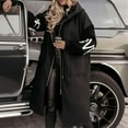 thumbnail image 1 of MORTTIC Women's Long Sleeve Letter Print Hooded Long Dust Coat with Pockets Zipper Fall Spring Fashion Outerwear Black，M, 1 of 5