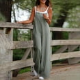 thumbnail image 1 of MORTTIC Women's Plus Size Solid Color Sleeveless Jumpsuit with Pockets - Casual Summer Romper, 1 of 2