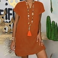 thumbnail image 1 of MORTTIC Women's Plus Size Solid Color V-Neck Short Sleeve Boho Beach Sundress Casual Summer Dress Red，5XL, 1 of 8
