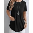 thumbnail image 1 of MORTTIC Women's Plus Size Summer Tee Casual Short Sleeve Loose Fit Top with Button Back and Crew Neck, S-5XL, 1 of 4