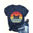 thumbnail image 1 of MORTTIC Women's Retro Cat Graphic T-Shirt Casual Summer Short Sleeve Crewneck Tee Tops, Blue, XXL, 1 of 4