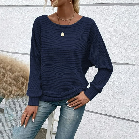 MORTTIC Women's Ribbed Crew Neck Long Sleeve T-Shirt – Stretchy Solid Color Knit Top for Spring & Fall