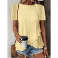 thumbnail image 1 of MORTTIC Women's Ruffle Hem Short Sleeve T-Shirt, Casual Summer Crew Neck Blouses Top, S, 1 of 3