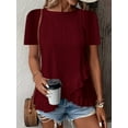 thumbnail image 1 of MORTTIC Women's Ruffle Hem Short Sleeve T-Shirt, Casual Summer Crew Neck Blouses Top, XL, 1 of 3