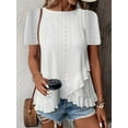 thumbnail image 1 of MORTTIC Women's Ruffle Hem Short Sleeve T-Shirt, Casual Summer Crew Neck Blouses Top, XL, 1 of 3