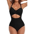 thumbnail image 1 of MORTTIC Women's Cutout One Piece Swimsuit Tummy Control High Waisted Wrap Tie Back Bathing Suit, XXL, 1 of 4