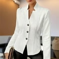 thumbnail image 1 of MORTTIC - Women's Single-Breasted Long Sleeve Jacket with Lapel Collar, Elegant Fall/Winter Blazer for Work & Casual, 1 of 6