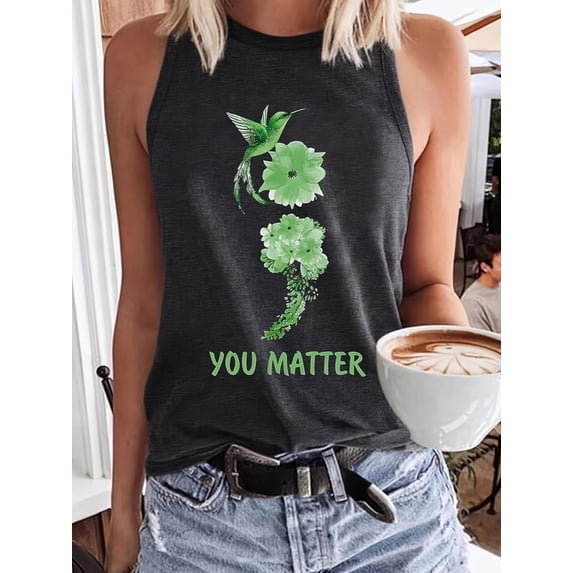 MORTTIC Women's Sleeveless Crew Neck Tank Top Summer Graphic Print T-Shirt for Casual Everyday Wear
