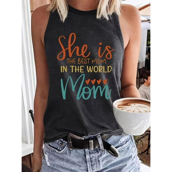 MORTTIC Women's Sleeveless Crew Neck Tank Top Summer Graphic Print T-Shirt for Casual Everyday Wear