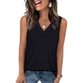 thumbnail image 1 of MORTTIC Women's Sleeveless V-Neck Tank Top Lightweight Loose Fit Summer Tee for Casual Days, Travel, L, 1 of 5