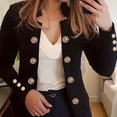 thumbnail image 1 of MORTTIC-Women's Solid Color Double-Breasted Knit Blazer - Long Sleeve Cardigan Collar Jacket with Button Cuffs, All-Season Casual Office Wear, 1 of 5