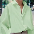 thumbnail image 1 of MORTTIC Women's Solid Color Fashion V-Neck Blouse - Puff Sleeve Button-Down Long-sleeved Shirts For Spring & Fall, 1 of 4