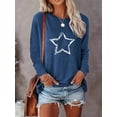 thumbnail image 1 of MORTTIC Women's Star Print Long Sleeve T-Shirt Casual Crew Neck Top Perfect for Spring & Fall Everyday Wear, 1 of 4