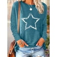 thumbnail image 1 of MORTTIC Women's Star Print Long Sleeve T-Shirt Casual Crew Neck Top Perfect for Spring & Fall Everyday Wear, 1 of 4