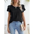 thumbnail image 1 of MORTTIC Women's Summer Ruffle Sleeve Blouse Casual Crew Neck Work Tops for Office or Daily Wear, S, 1 of 4