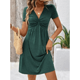 thumbnail image 1 of MORTTIC Women's Summer Twist Front & Ruched Waist V-Neck Short Sleeve A-Line Dress, M, 1 of 6