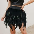 thumbnail image 1 of MORTTIC Women's Unique Faux Feather Mini Skirt Gothic Style Irregular Hem Summer Party Cocktail Skirt Black，S, 1 of 7