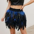 thumbnail image 1 of MORTTIC Women's Unique Faux Feather Mini Skirt Gothic Style Irregular Hem Summer Party Cocktail Skirt Dark Blue，S, 1 of 5