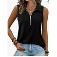 thumbnail image 1 of MORTTIC Women's V-Neck Ribbed Tank Top, Sleeveless Shirt with Zipper, Casual Loose Fit Summer Top, XXL, 1 of 6