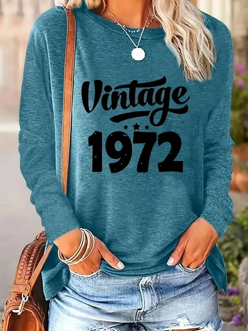 MORTTIC Women's Vintage 1972 T-Shirt Funny Retro Birthday Party