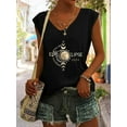 thumbnail image 1 of MORTTIC Women's Vintage Graphic Cap Sleeve Tank Top, Sun and Moon V-Neck Sleeveless Funny Tee Top, S, 1 of 4