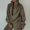 thumbnail image 1 of MORTTIC Women's Zip-Neck Tracksuit Long Sleeve Sweatshirt Slim Fit Pants Streetwear Casual Two-Piece Suit Olive Green，S, 1 of 4