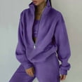 thumbnail image 1 of MORTTIC Women's Zip-Neck Tracksuit Long Sleeve Sweatshirt Slim Fit Pants Streetwear Casual Two-Piece Suit Purple，L, 1 of 6