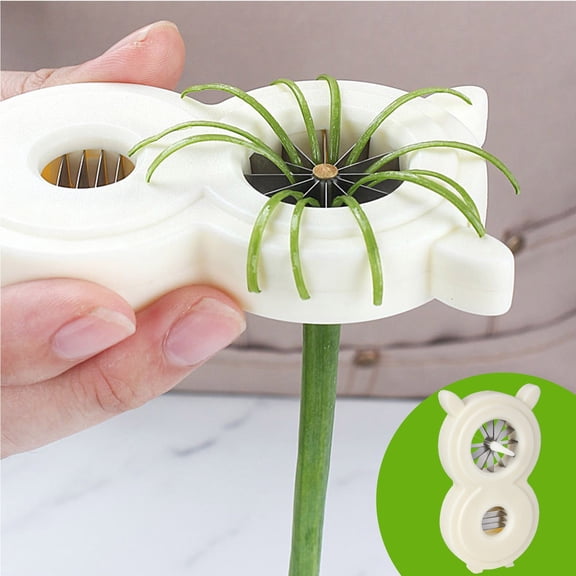 MORVLIX 2-in-1 Green Onion Shredder & Slicer - Create 12 Perfect Strips in Seconds, Multi-Functional Scallion Shredder for Blooming Onion & Celery, Easy Clean white