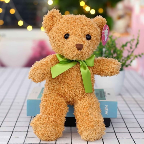 MORVLIX Cute Sweater Bear Plush with Festive Knitted Sweater - Soft Polyester Plush, Decorative Holiday Decor, Gift-Ready Cuddle Toy Gold