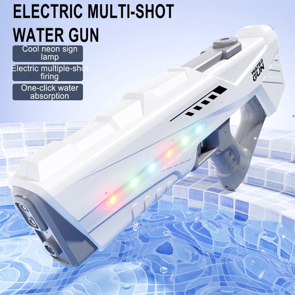 MORVLIX Rechargeable Automatic Water Blaster ABS Plastic Auto Water Absorb High Speed Continuous Shooting Large Capacity Waterproof Summer Outdoor Pool Beach Fighting Toy White