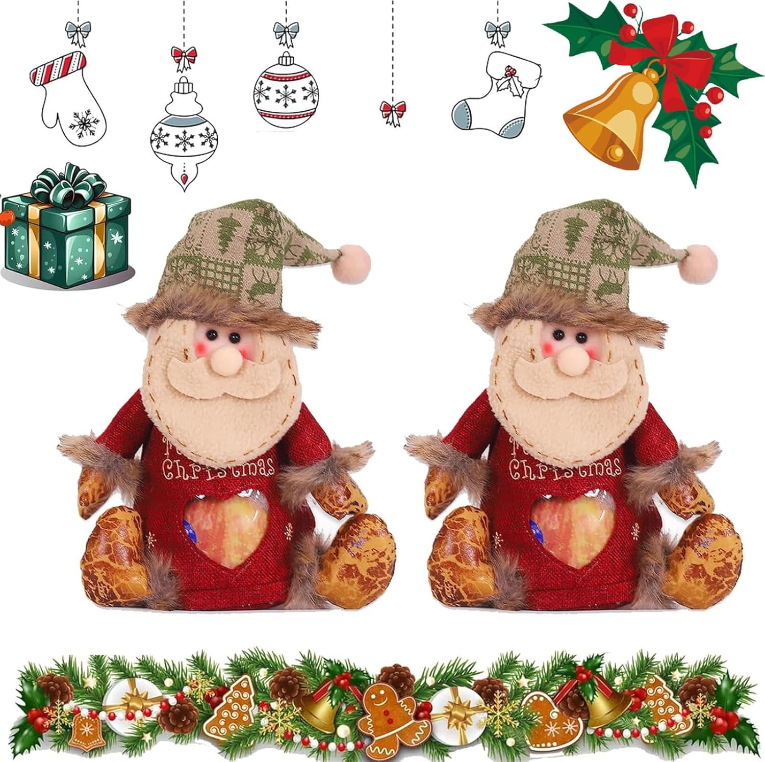 MORYLI Christmas Gift Bags Zipper Design, Christmas Candy Gift Doll