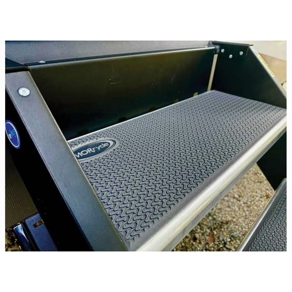 MOR/ryde STP54-074 Entry Step Rug; Self Adhesive; 7 Inch Length x 19-1/2 Inch Width; Sleek Form Fitting Design; Water Wicking And Slip-Resistant; Wide Models; Black; Marine Grade Flooring