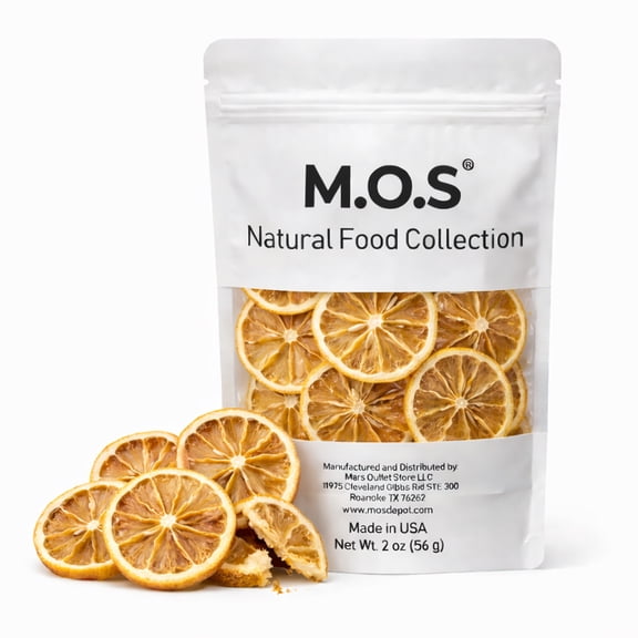 M.O.S Dried Lemon Slices 2 oz Unsweetened Dehydrated Lemon Wheels for Tea Cocktails Baking No Sugar Added Made in USA