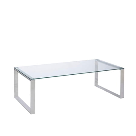 MOS Gem Modern Tempered Glass & Stainless Steel Coffee Table (2 Size Options) Condo Size: 42x17x14.5"