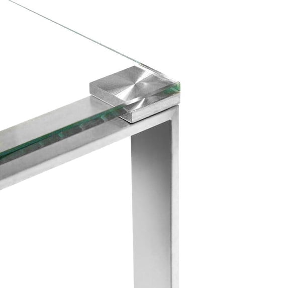 MOS Gem Modern Tempered Glass & Stainless Steel End Table - End Table